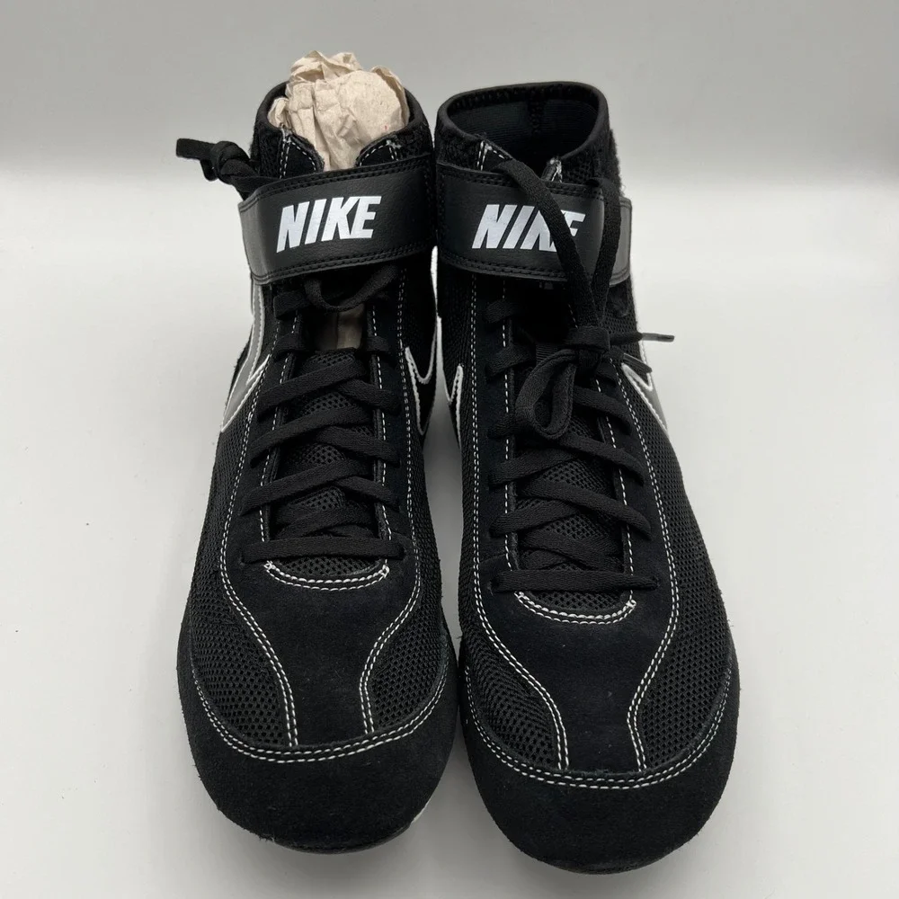Nike Speedsweep VII Wrestling Shoes Mens 13 Black White High Top Mesh Suede‎